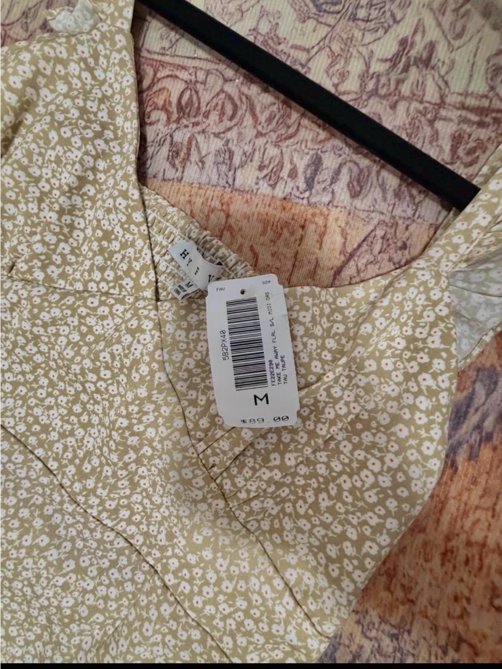 Beige floral midi dress - NWT